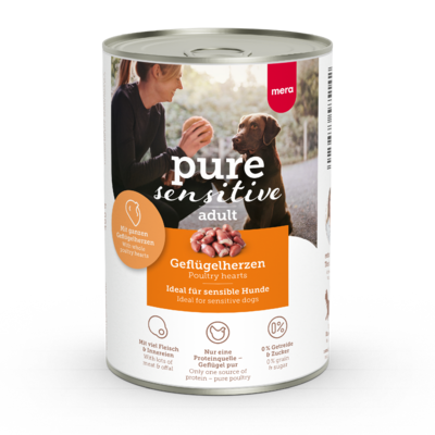 mera pure sensitive Geflügelherzen Nassfutter 100% tierisches Protein für sensible Hunde mera pure sensitive Geflügelherzen Nassfutter 100% tierisches Protein für sensible Hunde