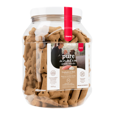 mera pure sensitive goody snacks Leckerlis mit Truthahn & Reis mera pure sensitive goody snacks Leckerlis mit Truthahn & Reis