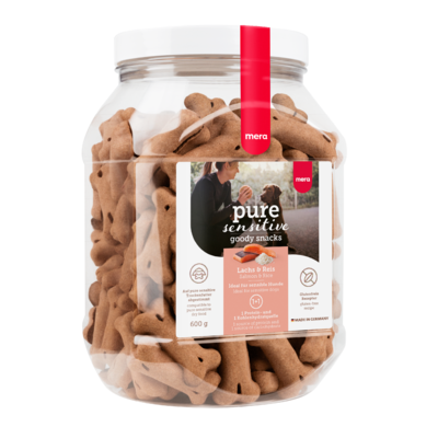 mera pure sensitive goody snacks Leckerlis mit Lachs & Reis mera pure sensitive goody snacks Leckerlis mit Lachs & Reis