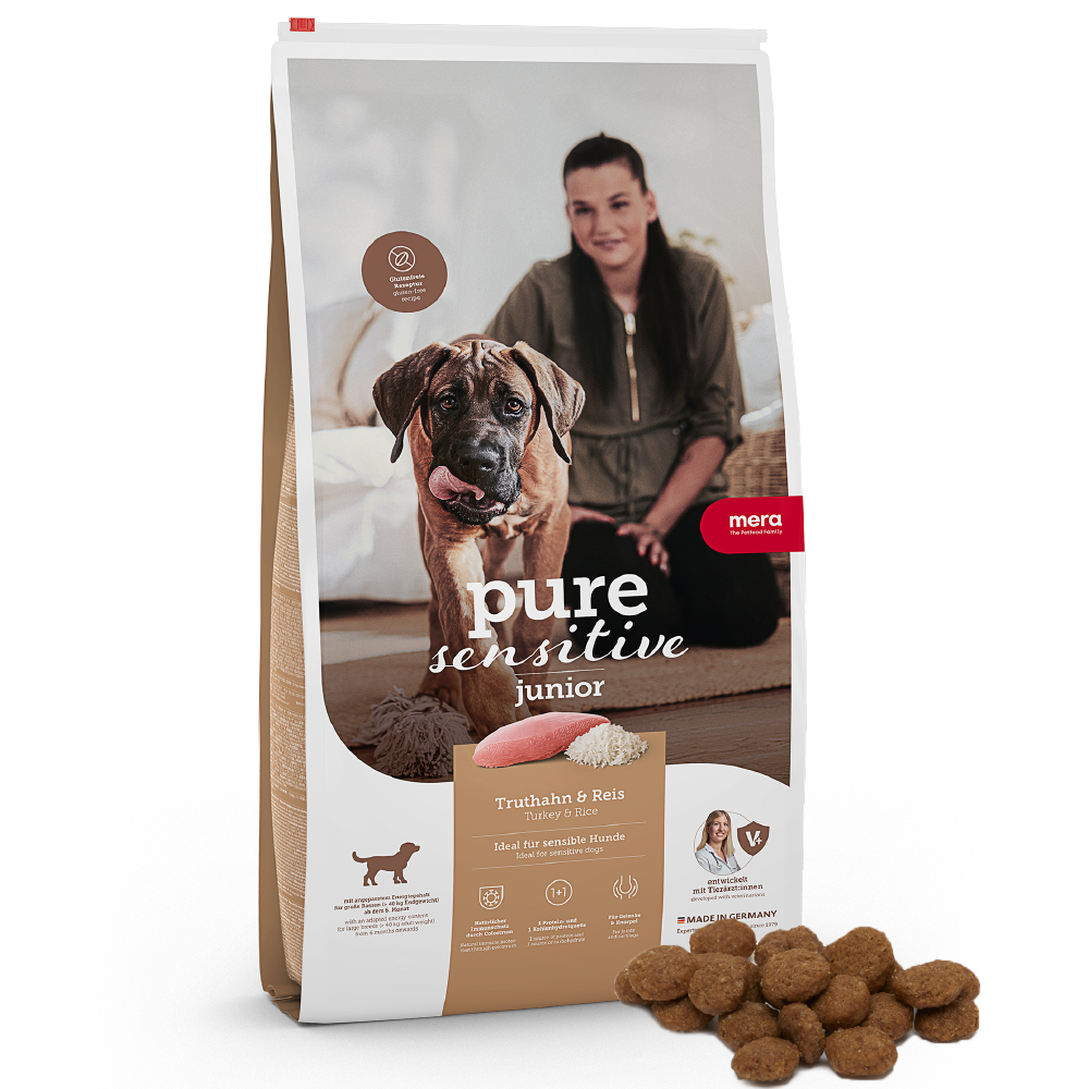 mera Hundefutter - pure sensitive Junior Truthahn & Reis