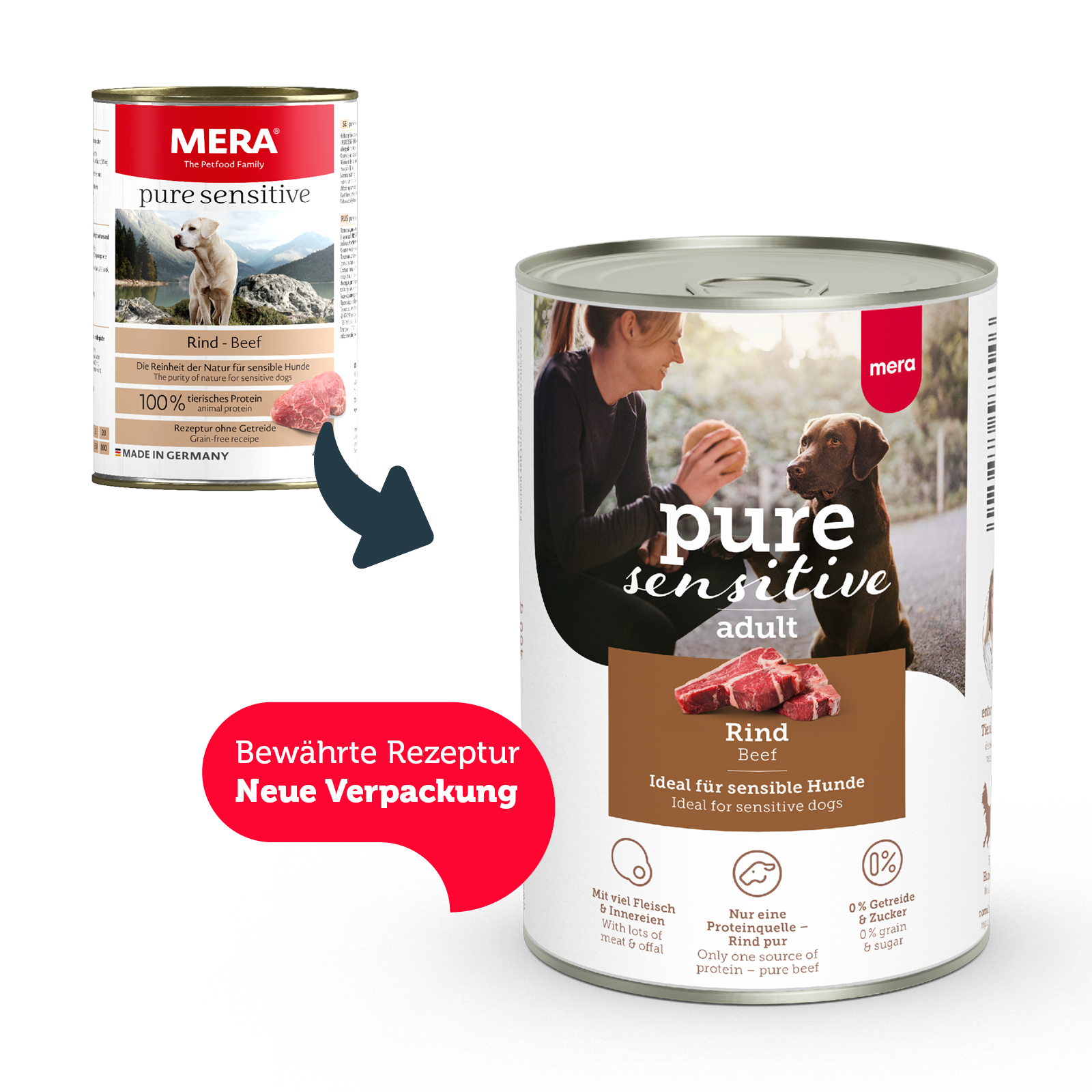 mera Hundefutter - pure sensitive Rind Nassfutter mera Hundefutter - pure sensitive Rind Nassfutter